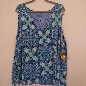 Nottibianche blue and teal sleeveless top 3X NWT Shell Bra